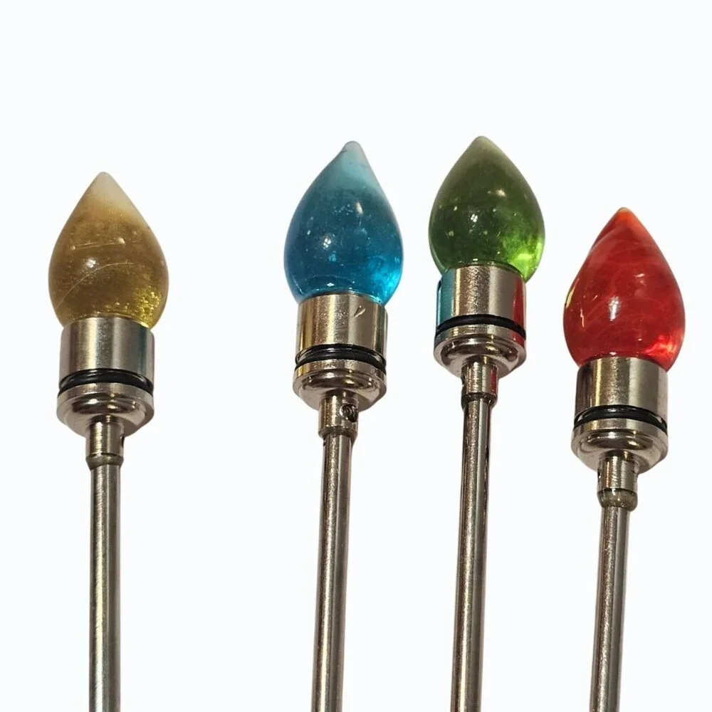 Twos Company Christmas Light Drink Stirrers Stainless Steel Multicolor Bulbs